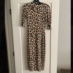 Alice+Olivia Delora Fitted Mock Neck Midi Dress